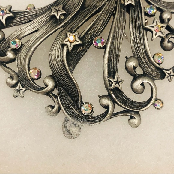 JJ Jonette Jewlery Pewter AB Rhinestone Goddess Asteria Brooch - Picture 5 of 16